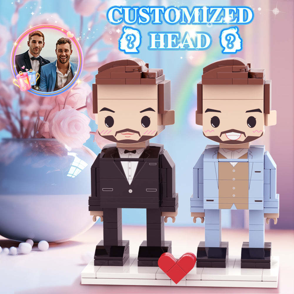 Valentine's Day Gay Couple Gift Brick Figures Personalized Couples Brick Figures Small Particle Block -