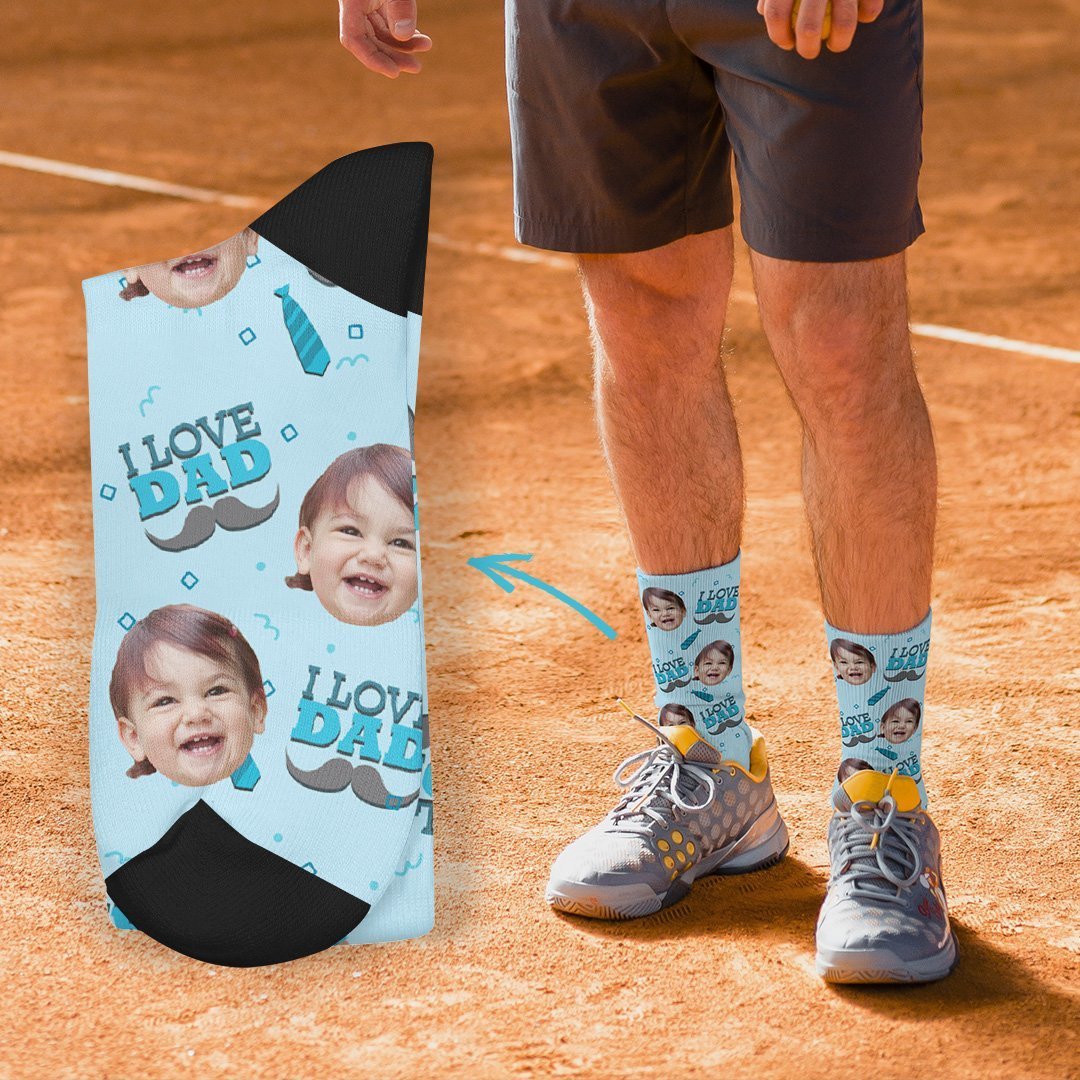 Custom I Love Dad Socks Add Pictures And Name