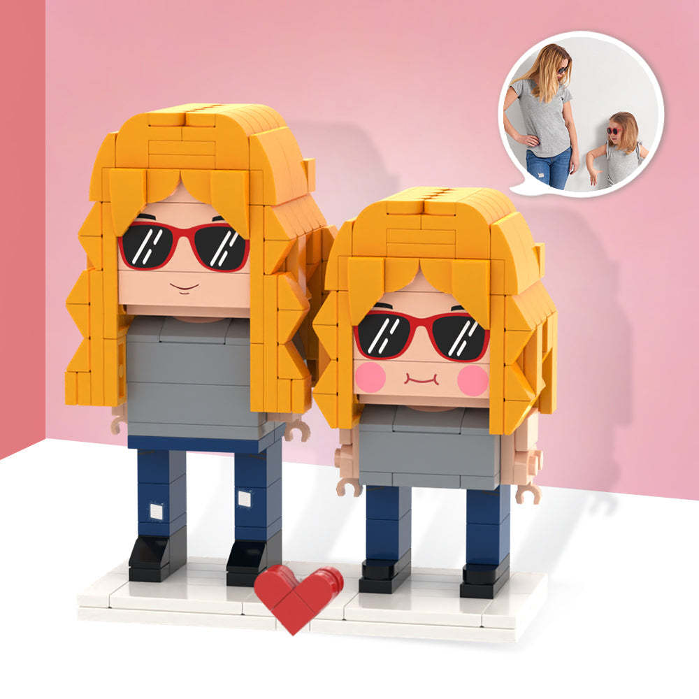 Mother's Day Gifts Customizable Fully Body 2 People Custom Brick Figures -