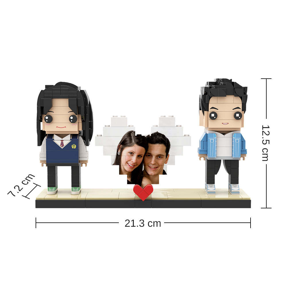 Custom Brick Figures & Block Photo Puzzle Fully Body 2 People Custom Brick Figures Persanalized Brick Figures -