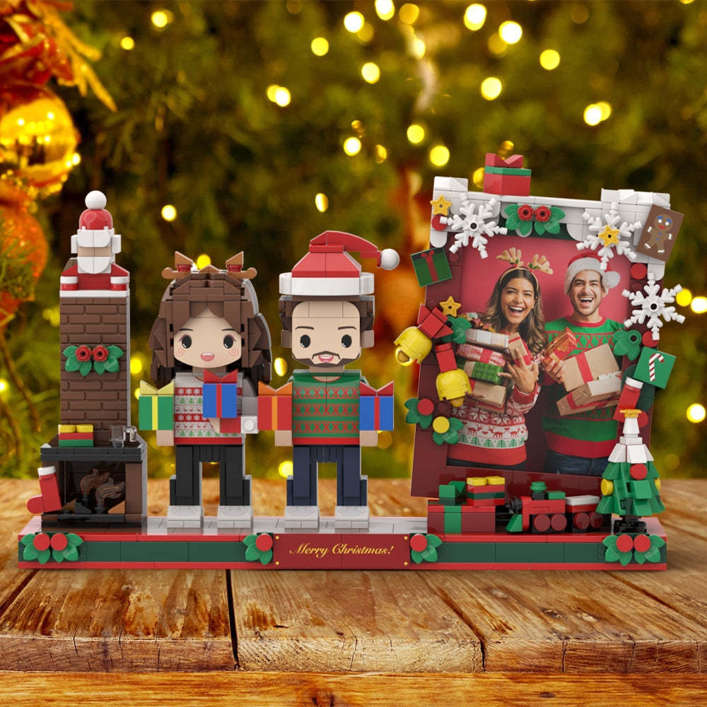 Christmas Gift For Couples Round Face Fully Body Customizable 2 People Universal Interlocking Plastic Toy Custom Brick Figures - 