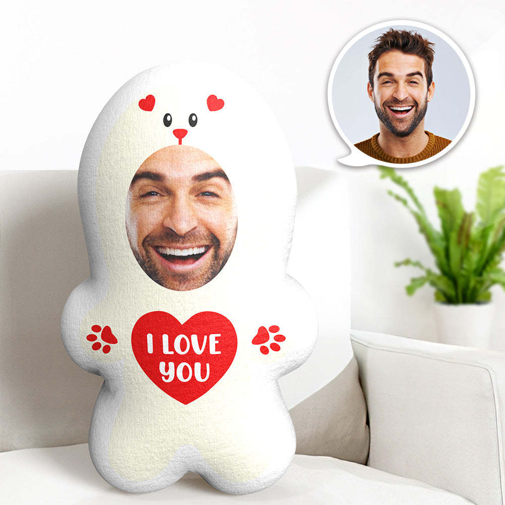 Custom Face Pillow I Love You Teddy Bear Body Pillow Photo MiniMe Pillow Funny Gifts Best Gifts -