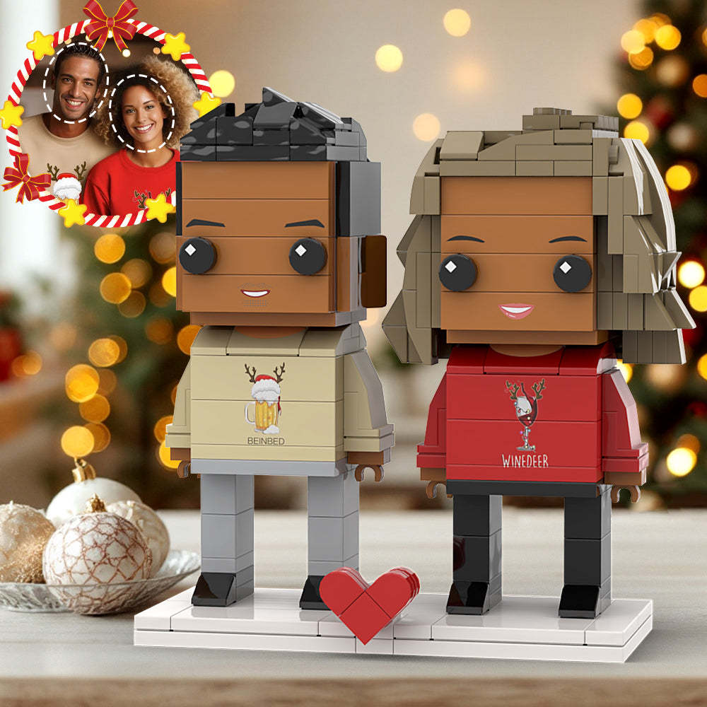 Customizable Head Interlocking Plastic Toy Drinking Couple Matching Shirt Christmas Gift For Couples -