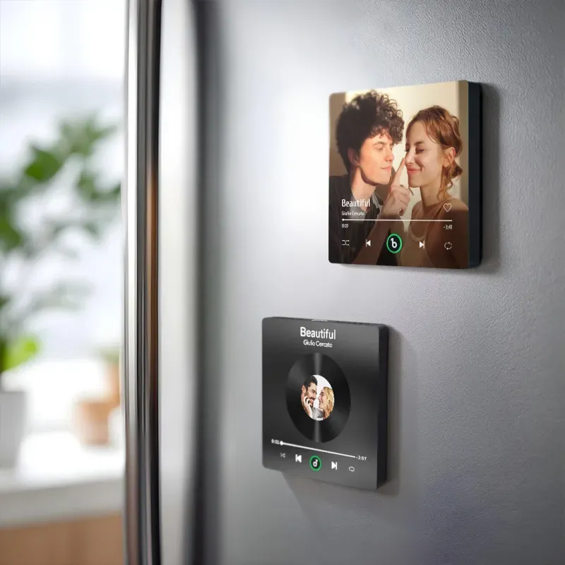Custom Album Music Magnets for Refrigerator Personalized Memory Photo Magnets Can Play Song Pink Flowers Pictures Magnets Birthday Song Magnet for Mother Grandma -