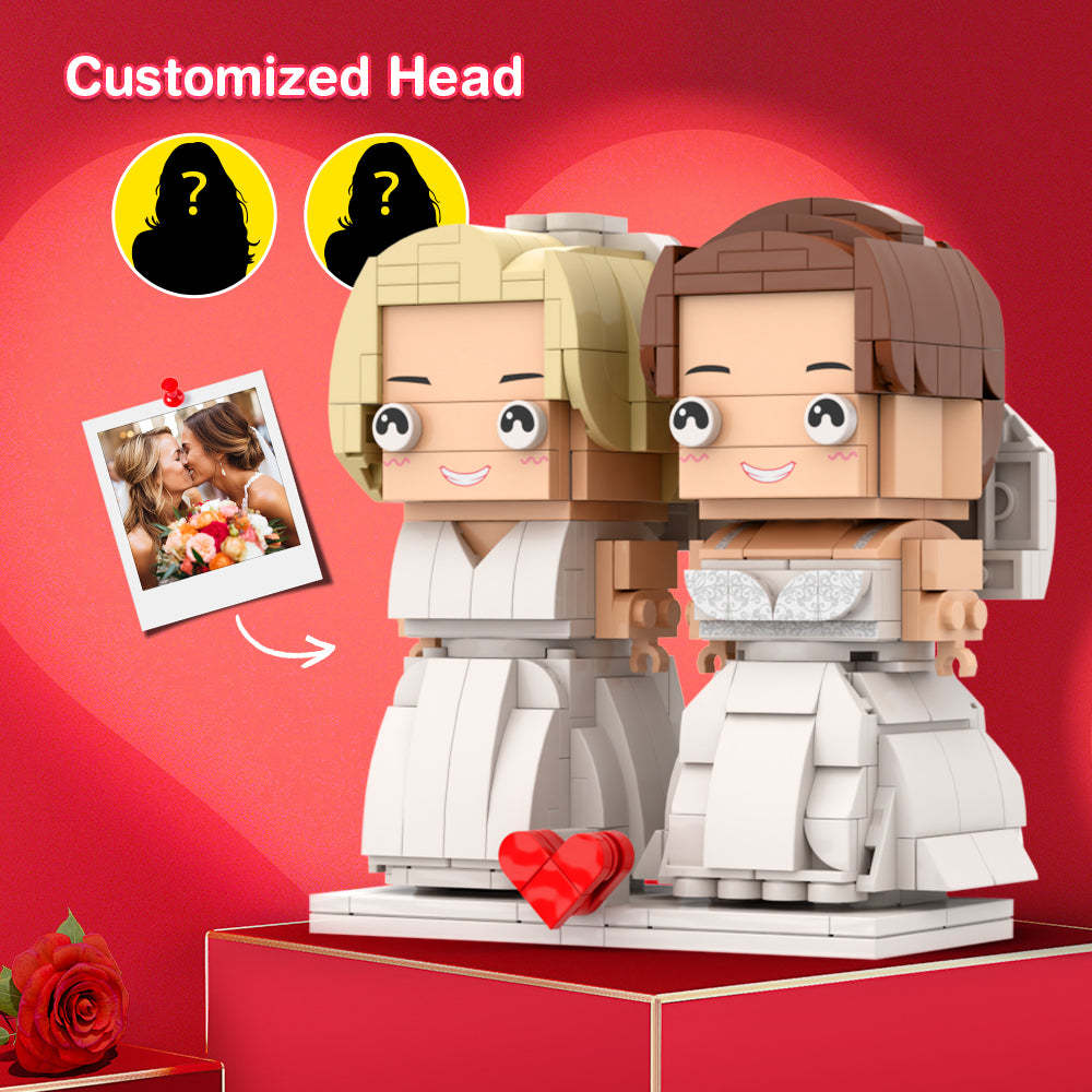 Girl Lesbian Lover Wedding Gift Brick Figures Personalized Couples Brick Figures Small Particle Block GifT For Valentine's Day -