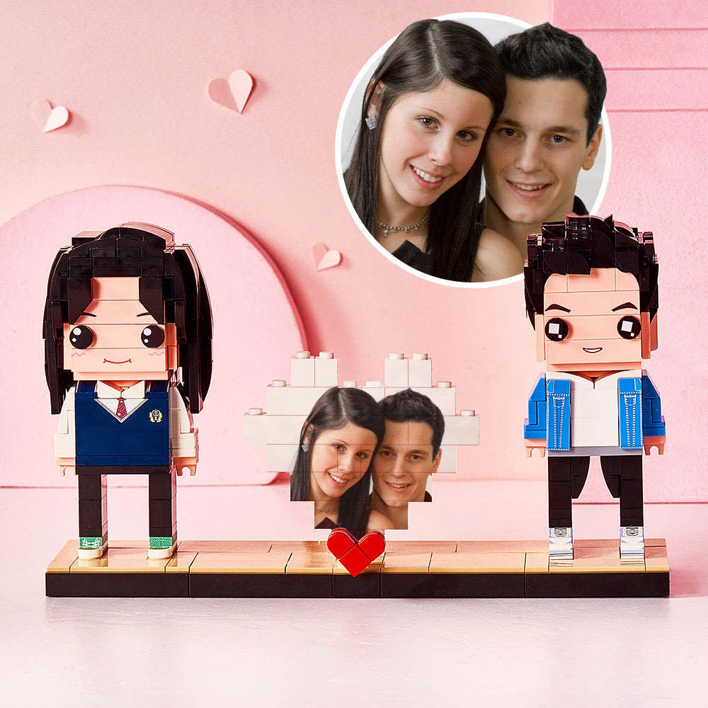 Custom Brick Figures & Block Photo Puzzle Fully Body 2 People Custom Brick Figures Persanalized Brick Figures -