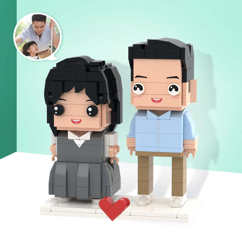 Father's Day Gifts Customizable Fully Body 2 People Custom Brick Figures - 