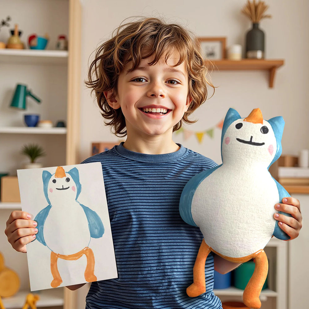 Turn Drawings into Personalized Plushies Custom Photo-to-Plush Replicas for One-of-a-Kind Kids' Gifts 15in