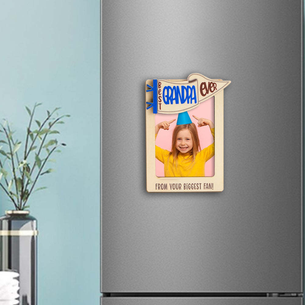 Custom Photo Engraved Personalized Frame Fridge Magnet Gift for Kids -