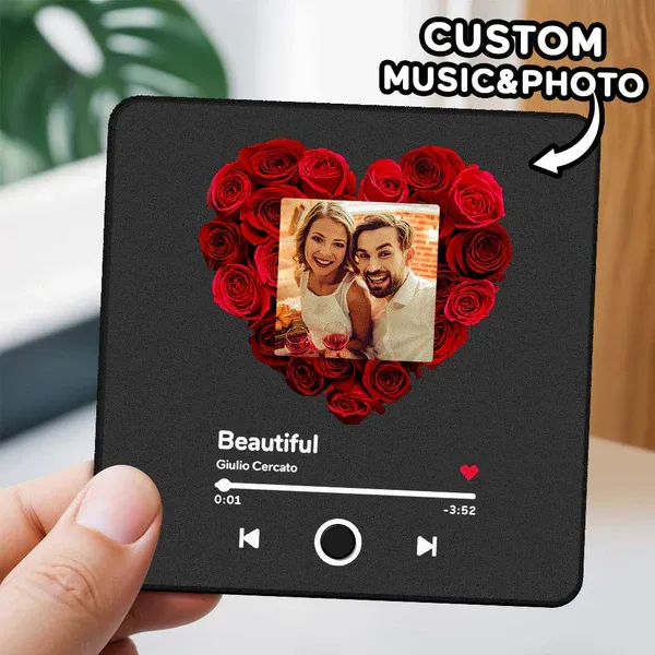 Personalized Photo Music Fridge Magnet Christmas Gifts for Lovers Personalized Music Magnets Can Play Songs Christmas Gift -