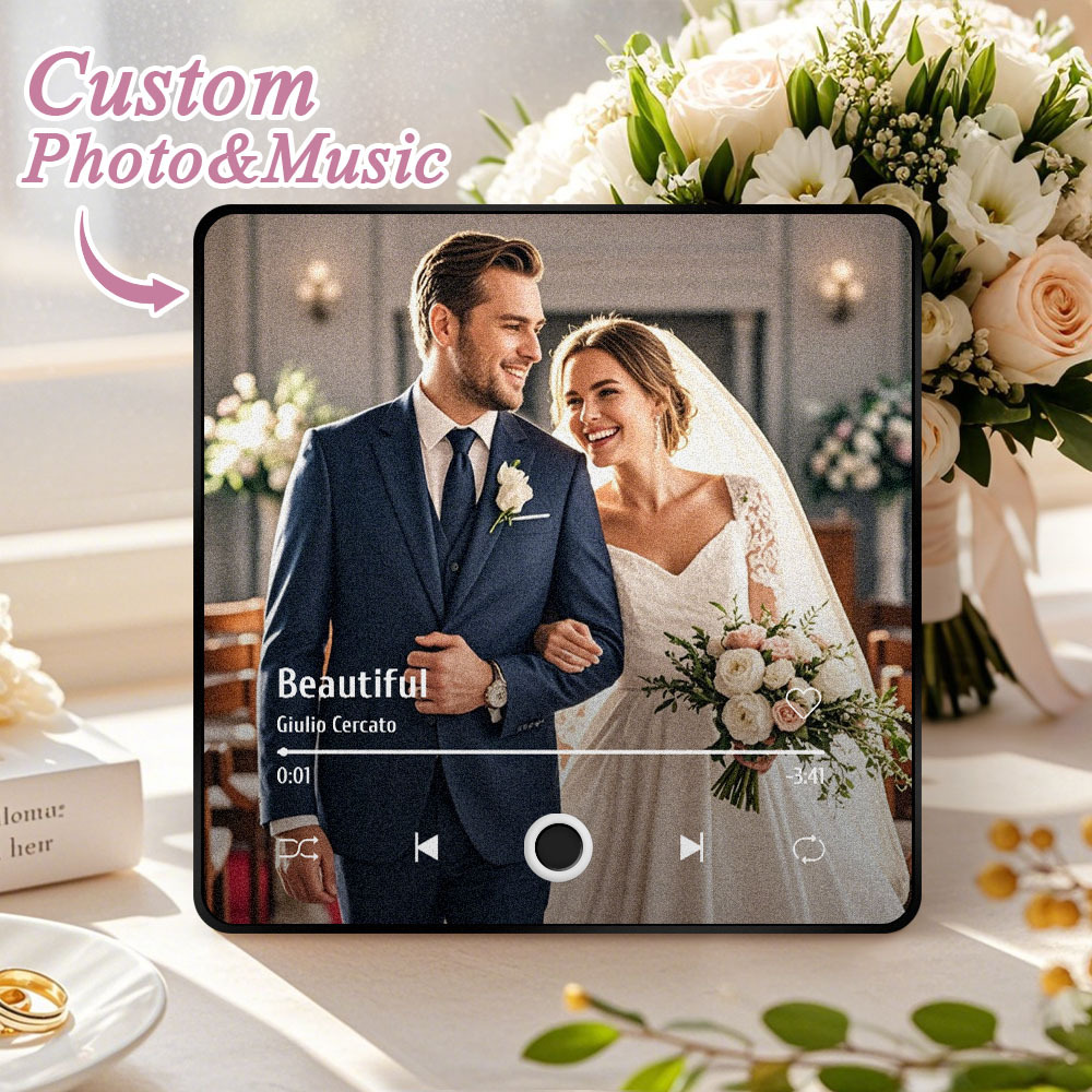 Personalized Photo Music Fridge Magnet Christmas Gifts for Lovers Personalized Music Magnets Can Play Songs Christmas Gift -
