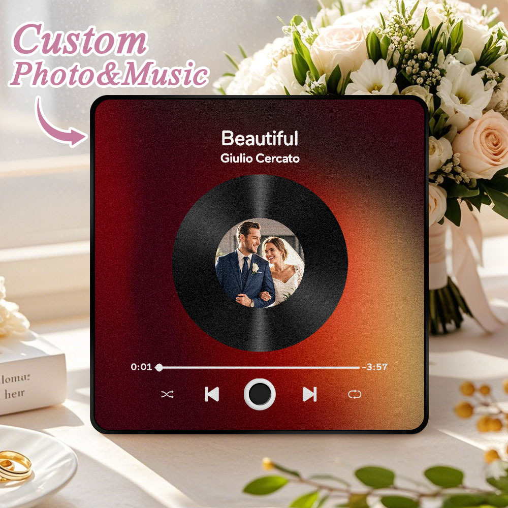 Personalized Photo Music Fridge Magnet Christmas Gifts for Lovers Personalized Music Magnets Can Play Songs Christmas Gift -