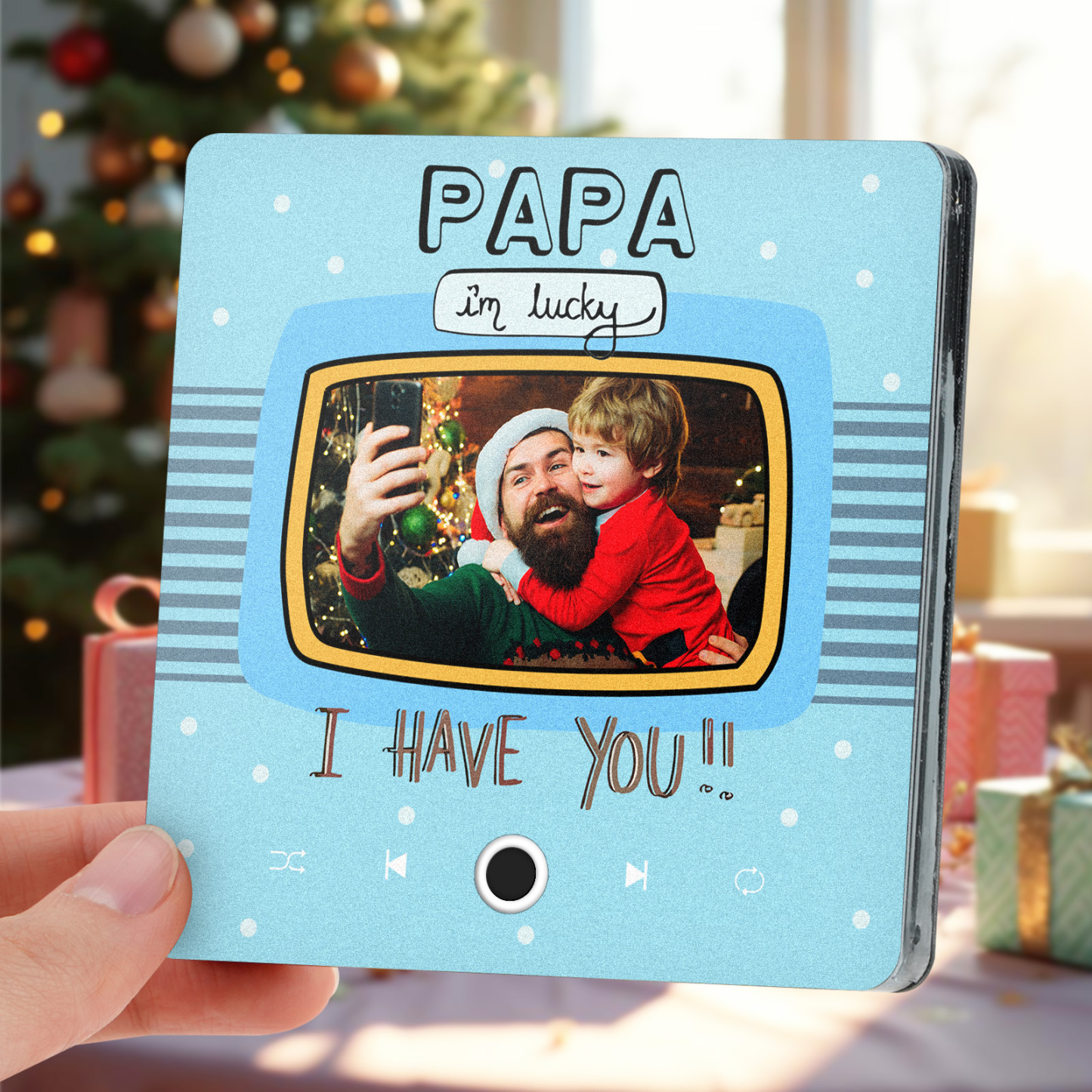 Personalized Music Fridge Magnet Gift for Dad Custom Music Magnets Can Play Songs Christmas Gifts Family Gifts -