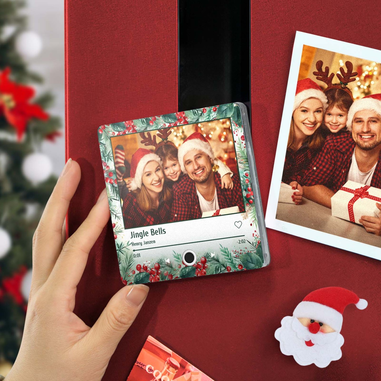 Personalized Photo Music Fridge Magnet Christmas Gifts for Lovers Personalized Music Magnets Can Play Songs Christmas Gift -