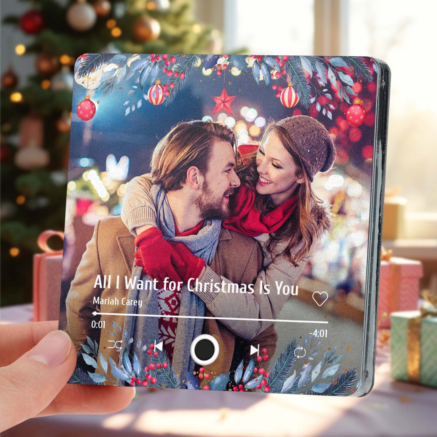 Personalized Photo Music Fridge Magnet Christmas Gifts for Lovers Personalized Music Magnets Can Play Songs Christmas Gift -