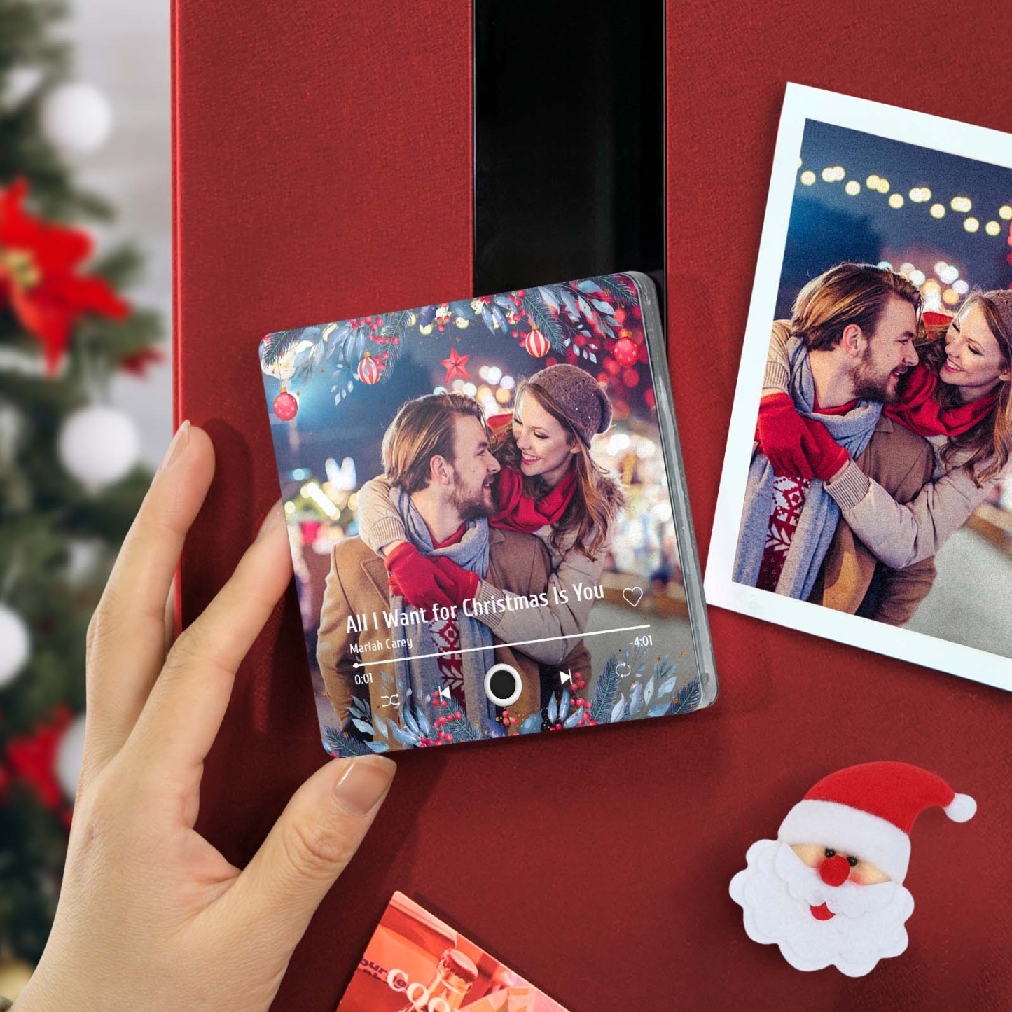 Personalized Photo Music Fridge Magnet Christmas Gifts for Lovers Personalized Music Magnets Can Play Songs Christmas Gift -