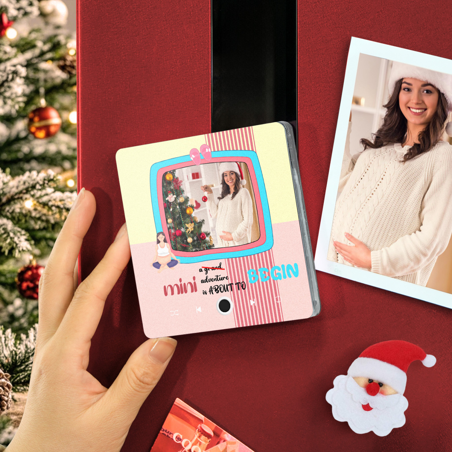 Personalized Photo Music Fridge Magnet Christmas Gift for Mom Custom Music Magnets Can Play Songs -