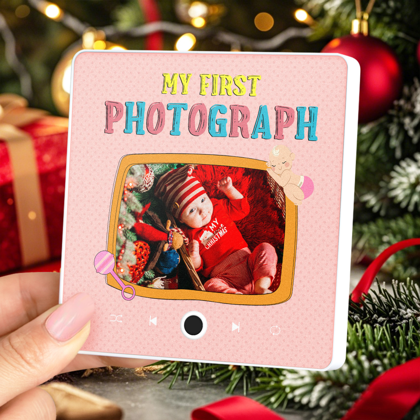 Personalized Music Fridge Magnet Baby's First Photograph Christmas Gifts for Family Custom Music Magnets Can Play Songs -