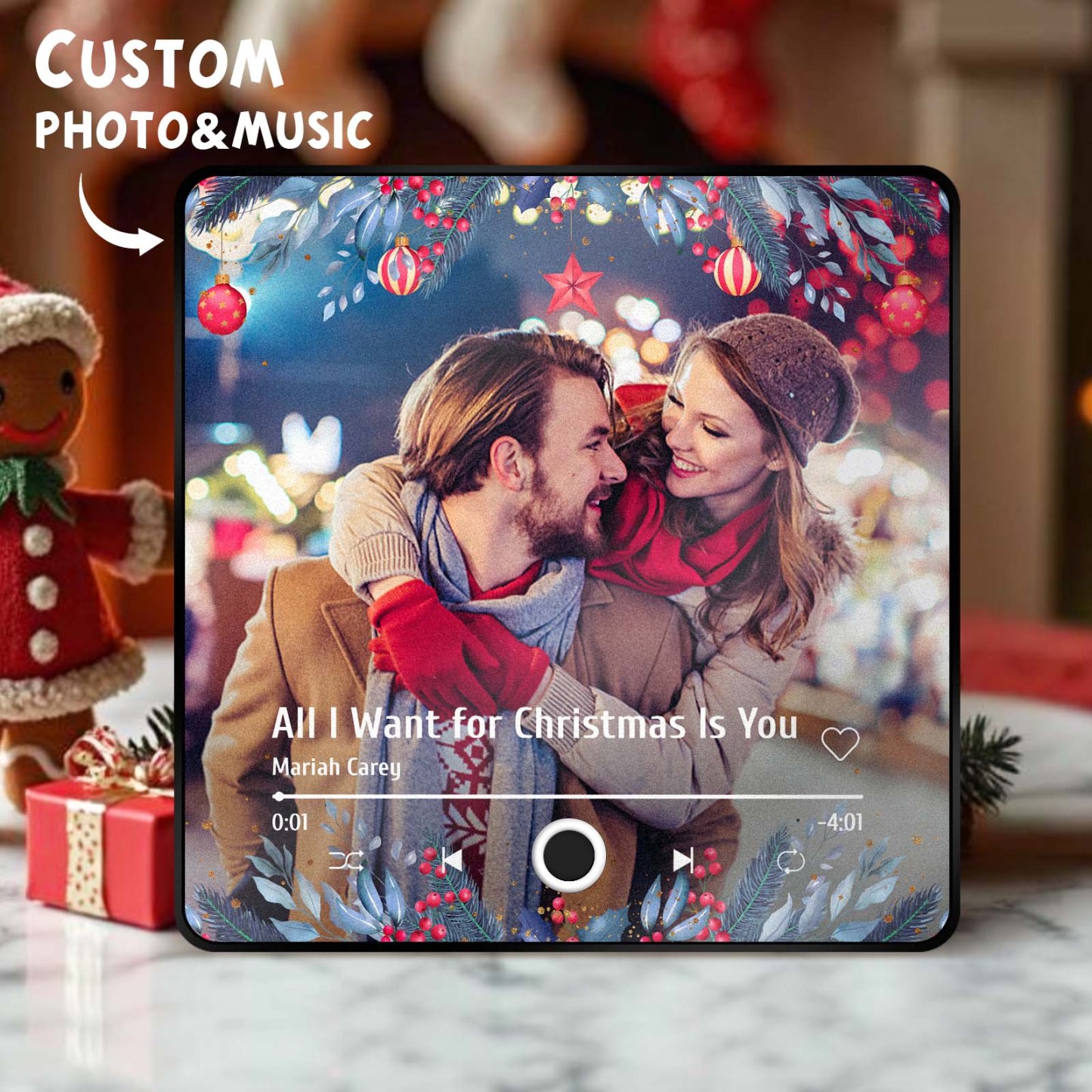 Personalized Photo Music Fridge Magnet Christmas Gifts for Lovers Personalized Music Magnets Can Play Songs Christmas Gift -