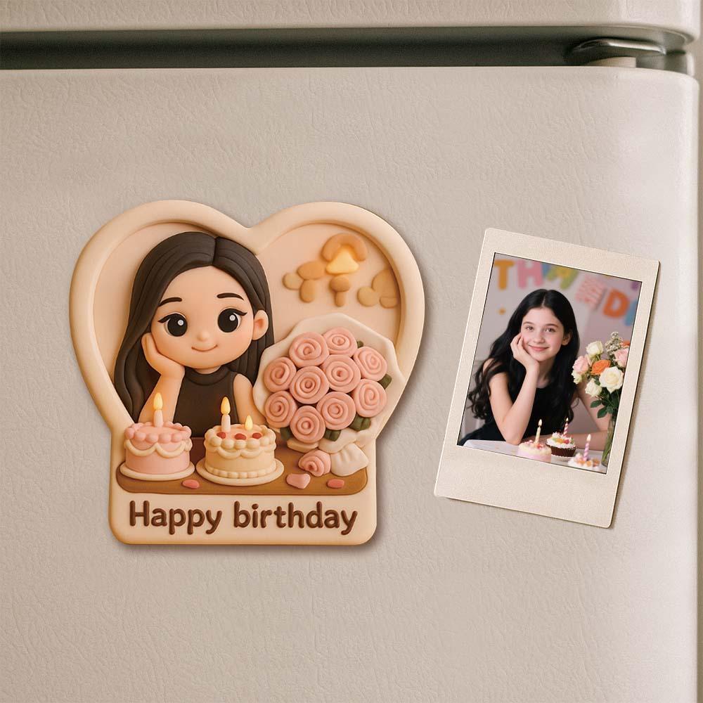 Custom Couple Cartoon Fridge Magnet from Photo Personalized 3D Mini Character Gift for Boyfriend or Girlfriend - 