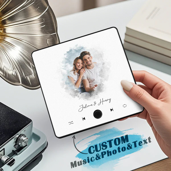 Personalized Photo Music Fridge Magnet Christmas Gifts for Lovers Personalized Music Magnets Can Play Songs Christmas Gift -