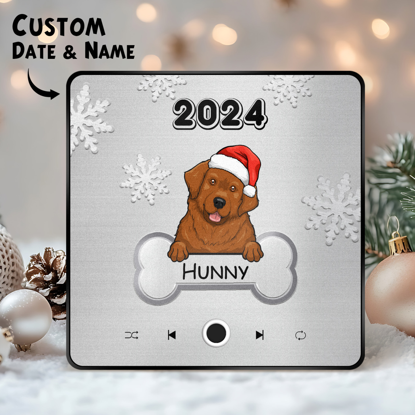 Personalized Music Fridge Magnet Custom Pet Dog Merry Christmas Custom Music Magnets Can Play Songs Christmas Gift Pet Lovers Gifts -