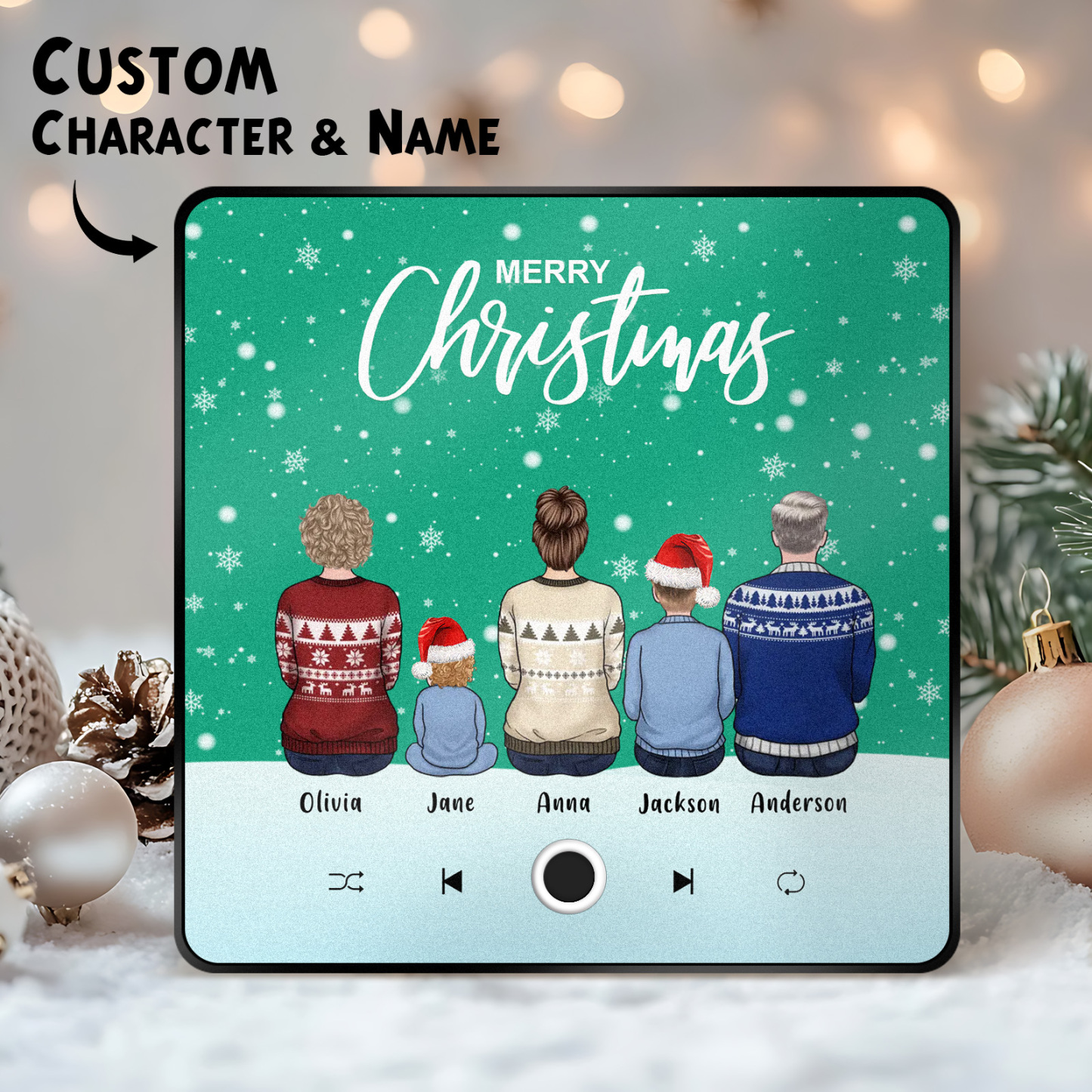 Custom Family Portrait Personalized Music Fridge Magnet Merry Christmas Custom Music Magnets Can Play Songs Christmas Gift Family Gifts -