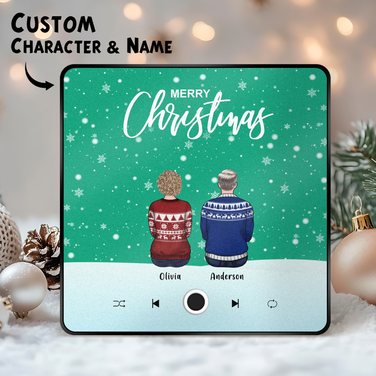 Custom Family Portrait Personalized Music Fridge Magnet Merry Christma