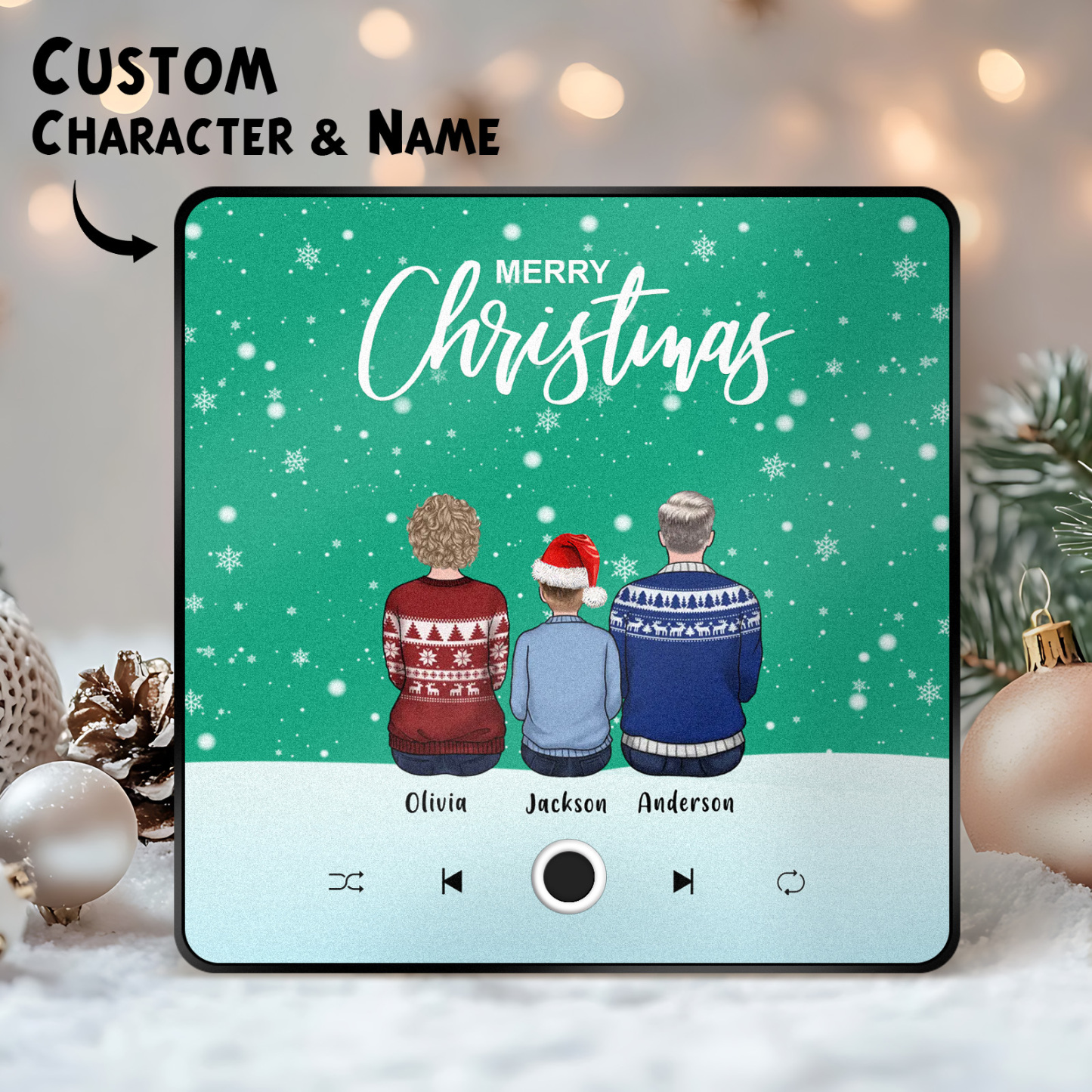 Custom Family Portrait Personalized Music Fridge Magnet Merry Christmas Custom Music Magnets Can Play Songs Christmas Gift Family Gifts -