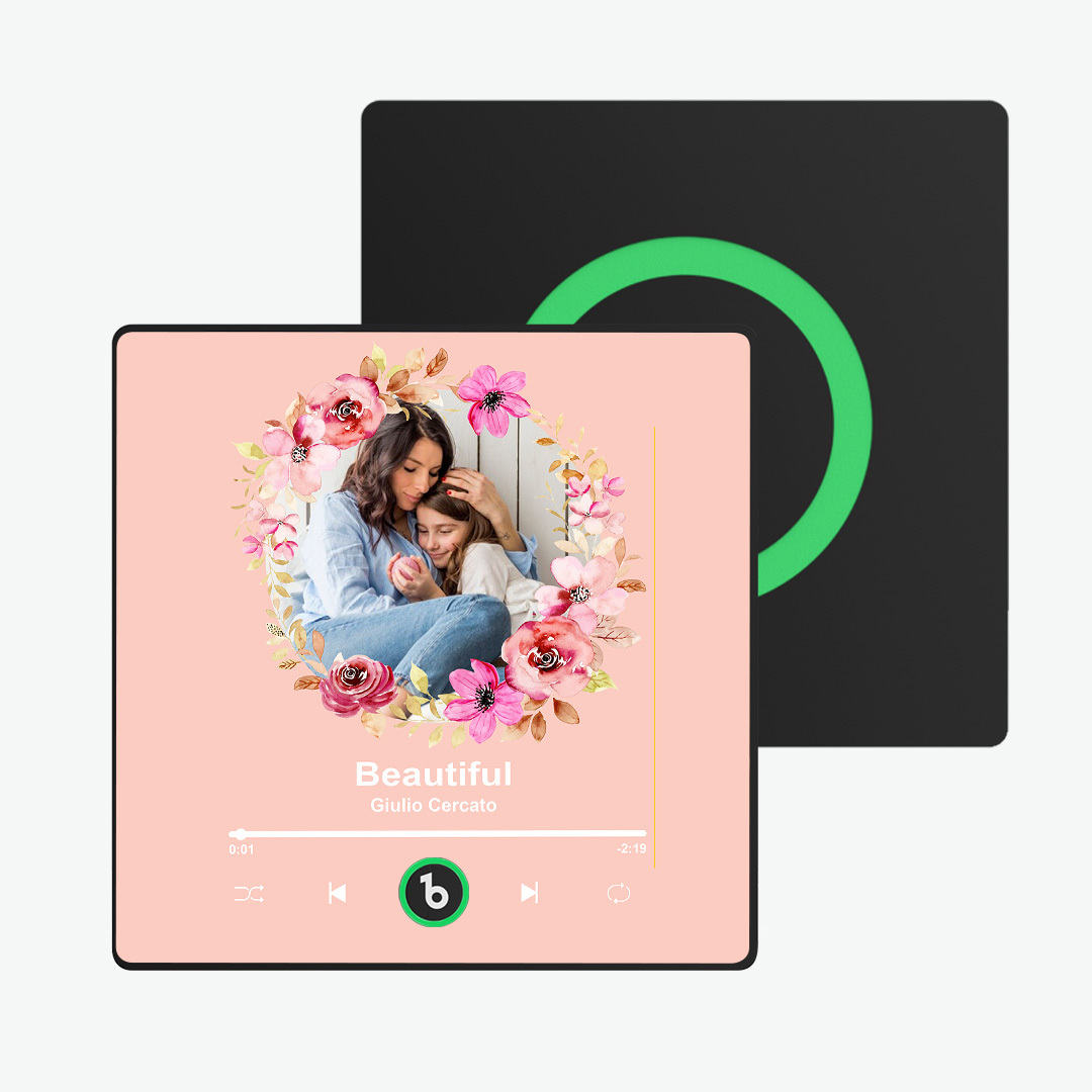 Custom Album Music Magnets for Refrigerator Personalized Memory Photo Magnets Can Play Song Pink Flowers Pictures Magnets Birthday Song Magnet for Mother Grandma -