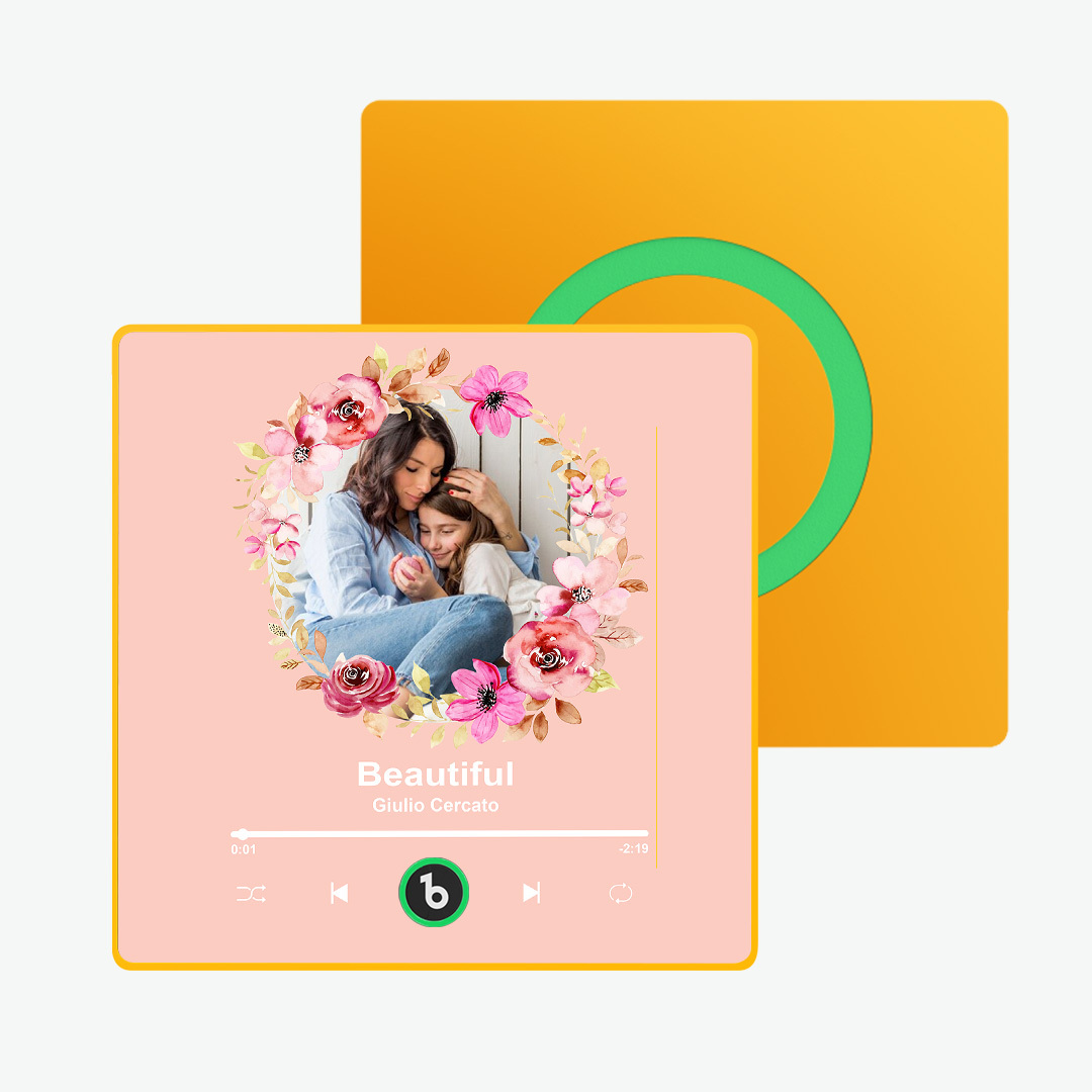 Custom Album Music Magnets for Refrigerator Personalized Memory Photo Magnets Can Play Song Pink Flowers Pictures Magnets Birthday Song Magnet for Mother Grandma -