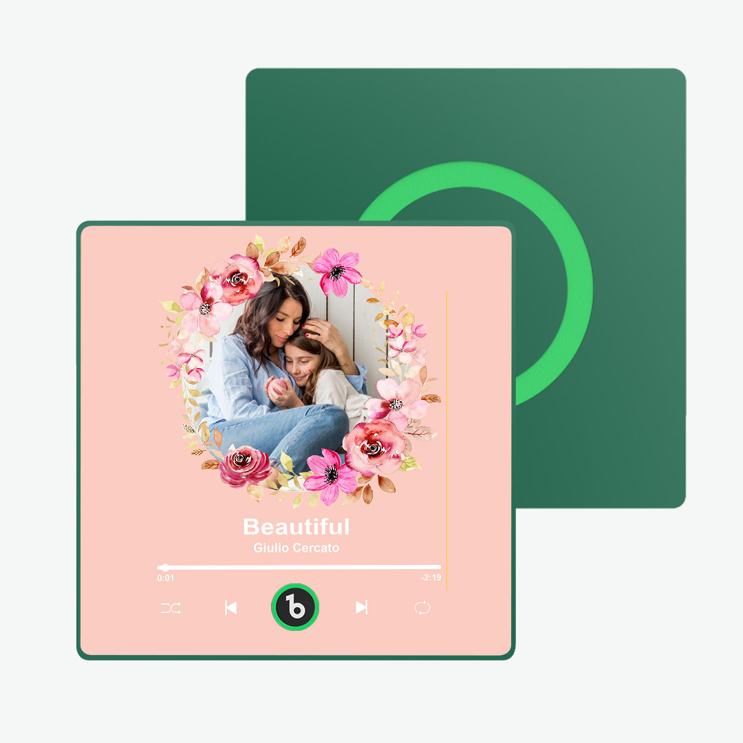 Custom Album Music Magnets for Refrigerator Personalized Memory Photo Magnets Can Play Song Pink Flowers Pictures Magnets Birthday Song Magnet for Mother Grandma -