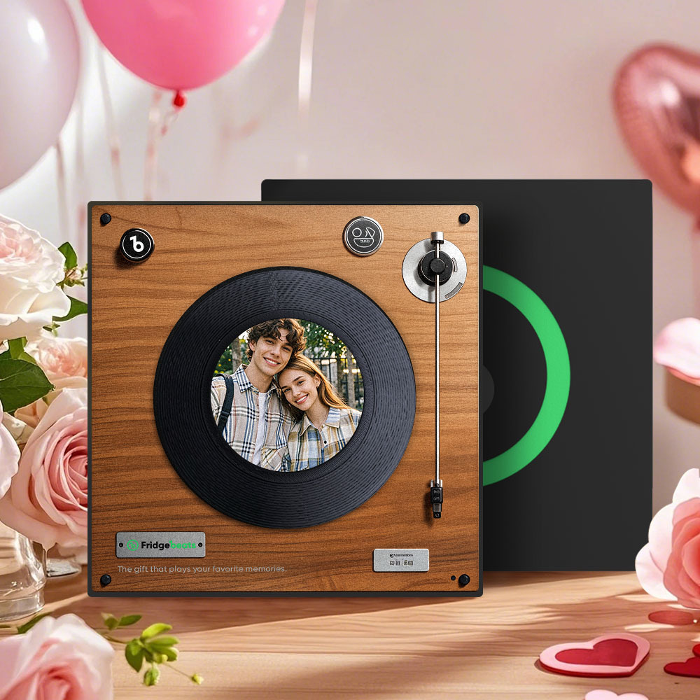 Custom Music And Photo Fridge Magnet Personalized Vintage Record Fridge Magnet Valentine's Gift -