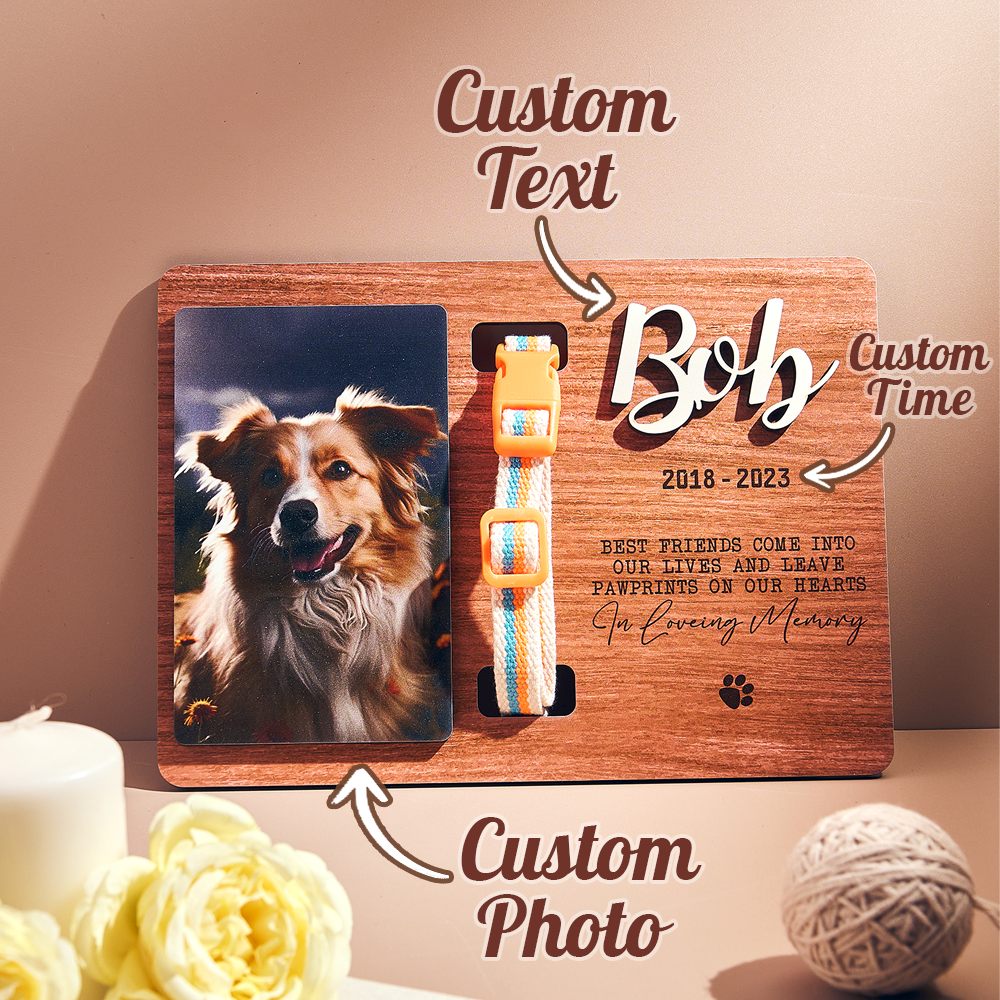 Custom Memorial Pet Collar Sign Personalized Dog Memorial Wood Frame With Collar Holder Dog Memorial Gifts Pet Loss Gifts