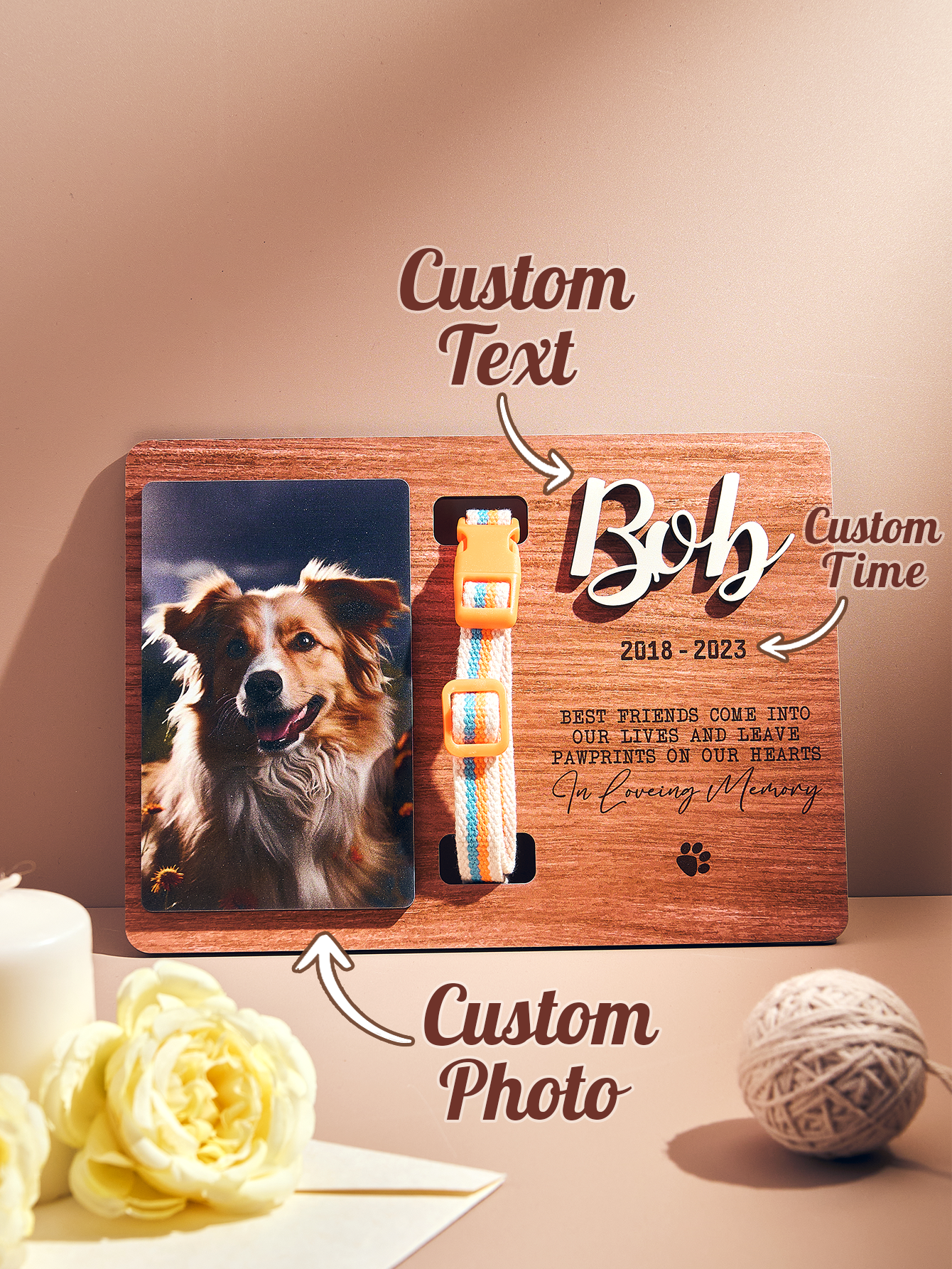 Custom Memorial Pet Collar Sign Personalized Dog Memorial Wood Frame With Collar Holder Dog Memorial Gifts Pet Loss Gifts