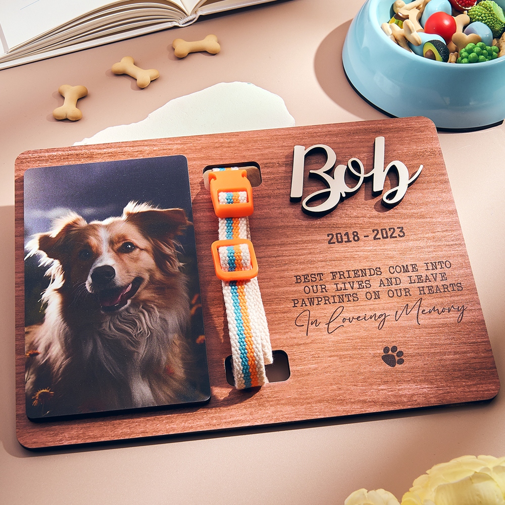 Custom Memorial Pet Collar Sign Personalized Dog Memorial Wood Frame With Collar Holder Dog Memorial Gifts Pet Loss Gifts