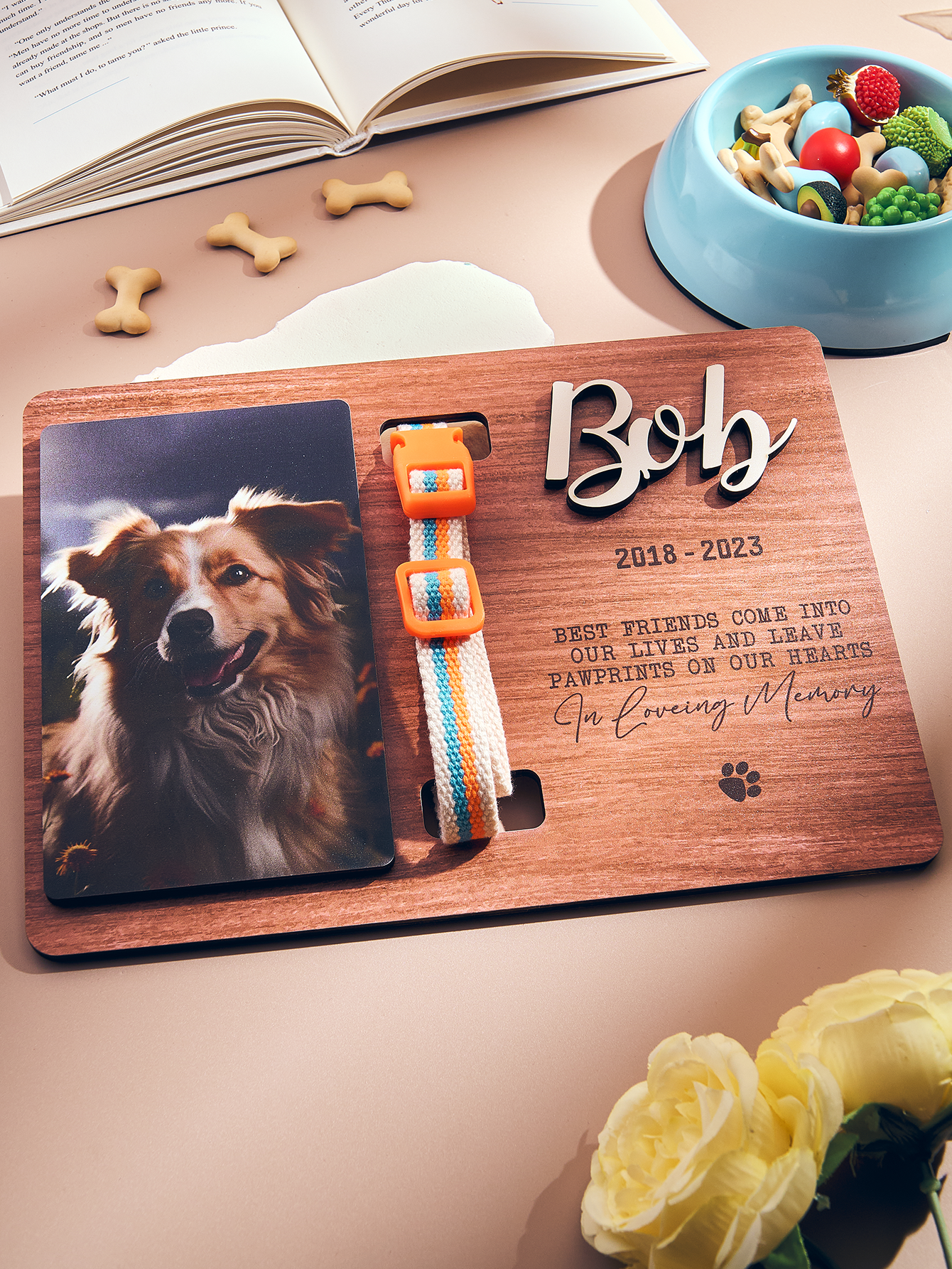 Custom Memorial Pet Collar Sign Personalized Dog Memorial Wood Frame With Collar Holder Dog Memorial Gifts Pet Loss Gifts