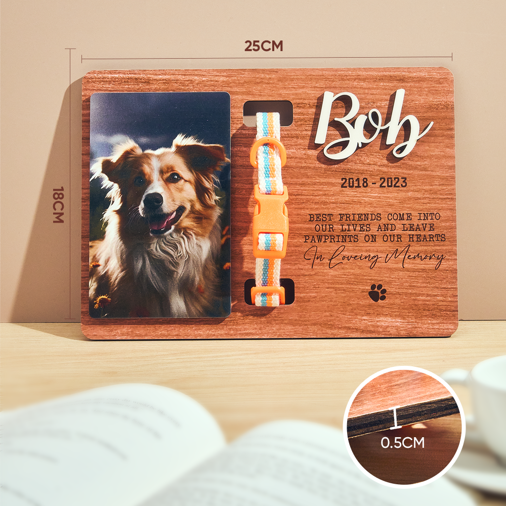 Custom Memorial Pet Collar Sign Personalized Dog Memorial Wood Frame With Collar Holder Dog Memorial Gifts Pet Loss Gifts