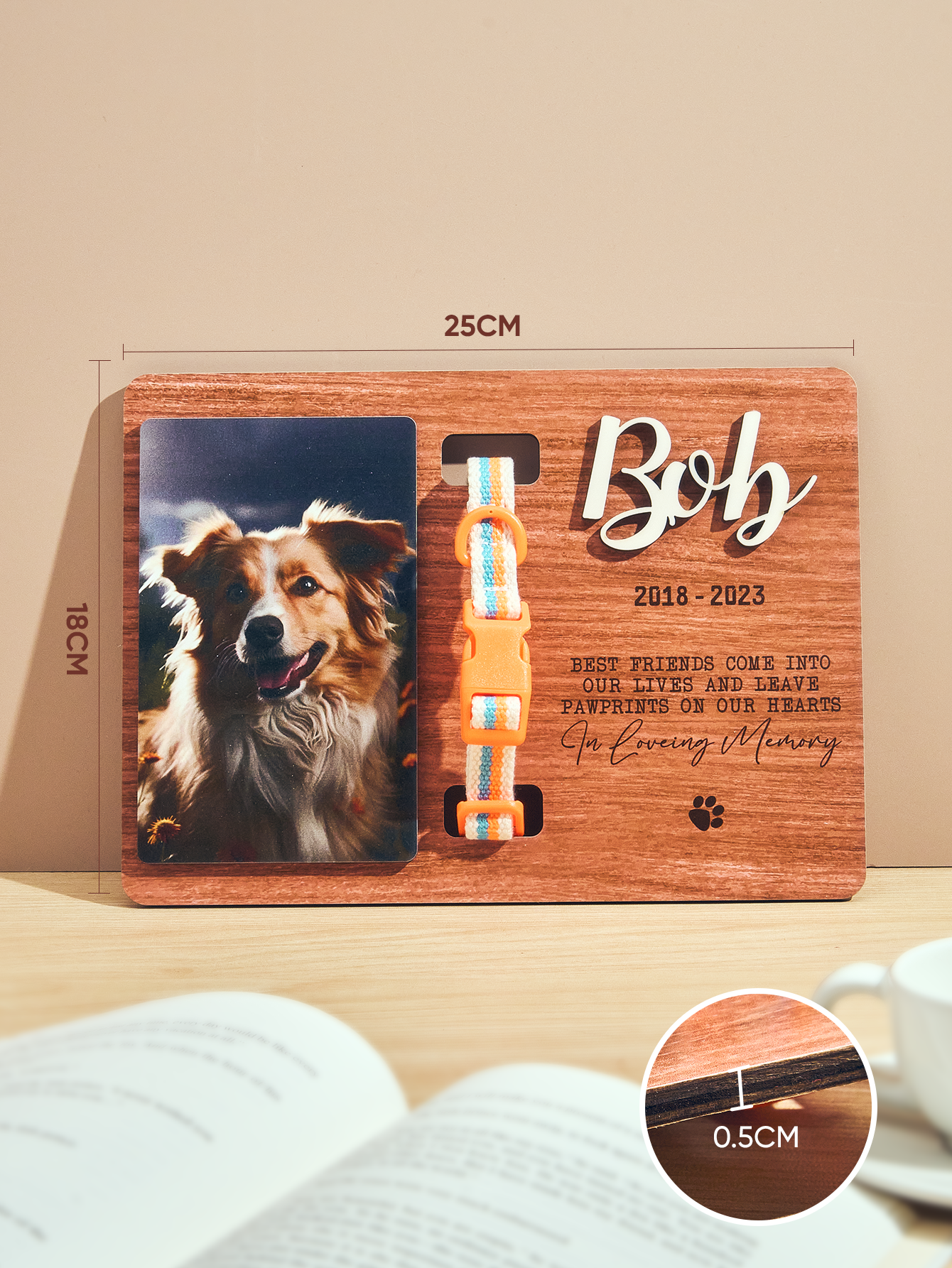 Custom Memorial Pet Collar Sign Personalized Dog Memorial Wood Frame With Collar Holder Dog Memorial Gifts Pet Loss Gifts