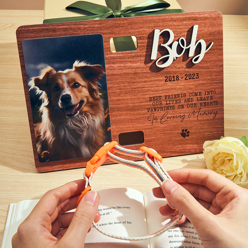 Custom Memorial Pet Collar Sign Personalized Dog Memorial Wood Frame With Collar Holder Dog Memorial Gifts Pet Loss Gifts
