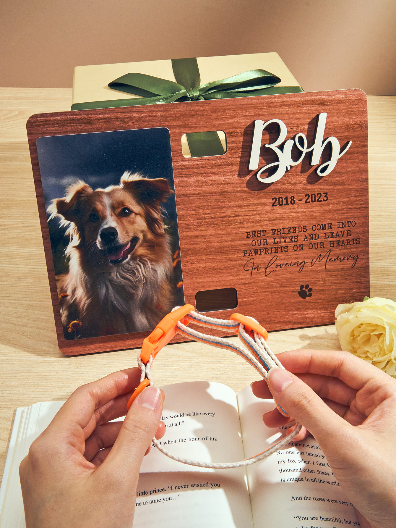 Custom Memorial Pet Collar Sign Personalized Dog Memorial Wood Frame With Collar Holder Dog Memorial Gifts Pet Loss Gifts