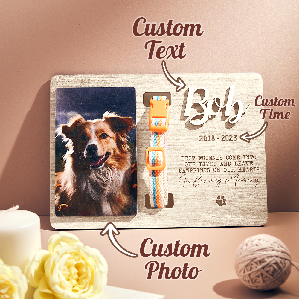 Custom Memorial Pet Collar Sign Personalized Dog Memorial Wood Frame With Collar Holder Dog Memorial Gifts Pet Loss Gifts