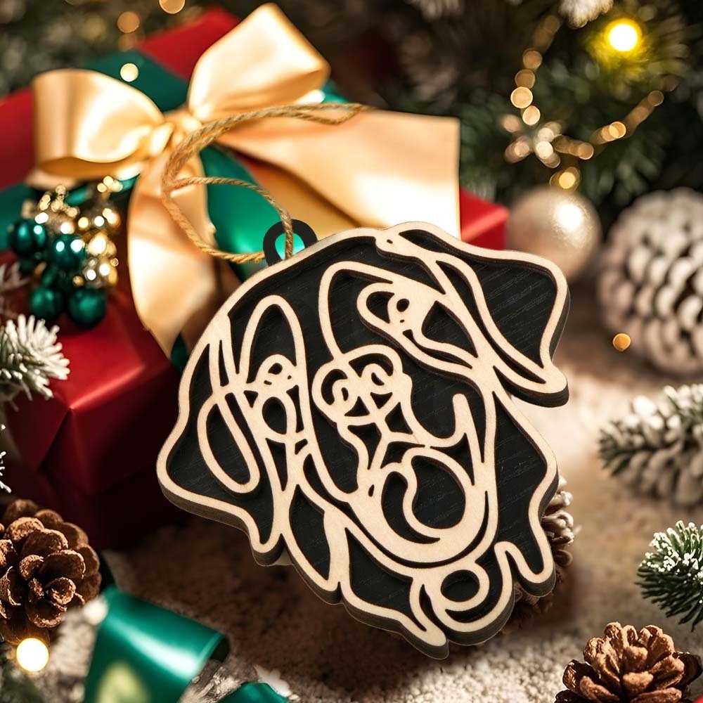 Personalized Line Art Dog Christmas Ornament Christmas Gift for Dog Lover -