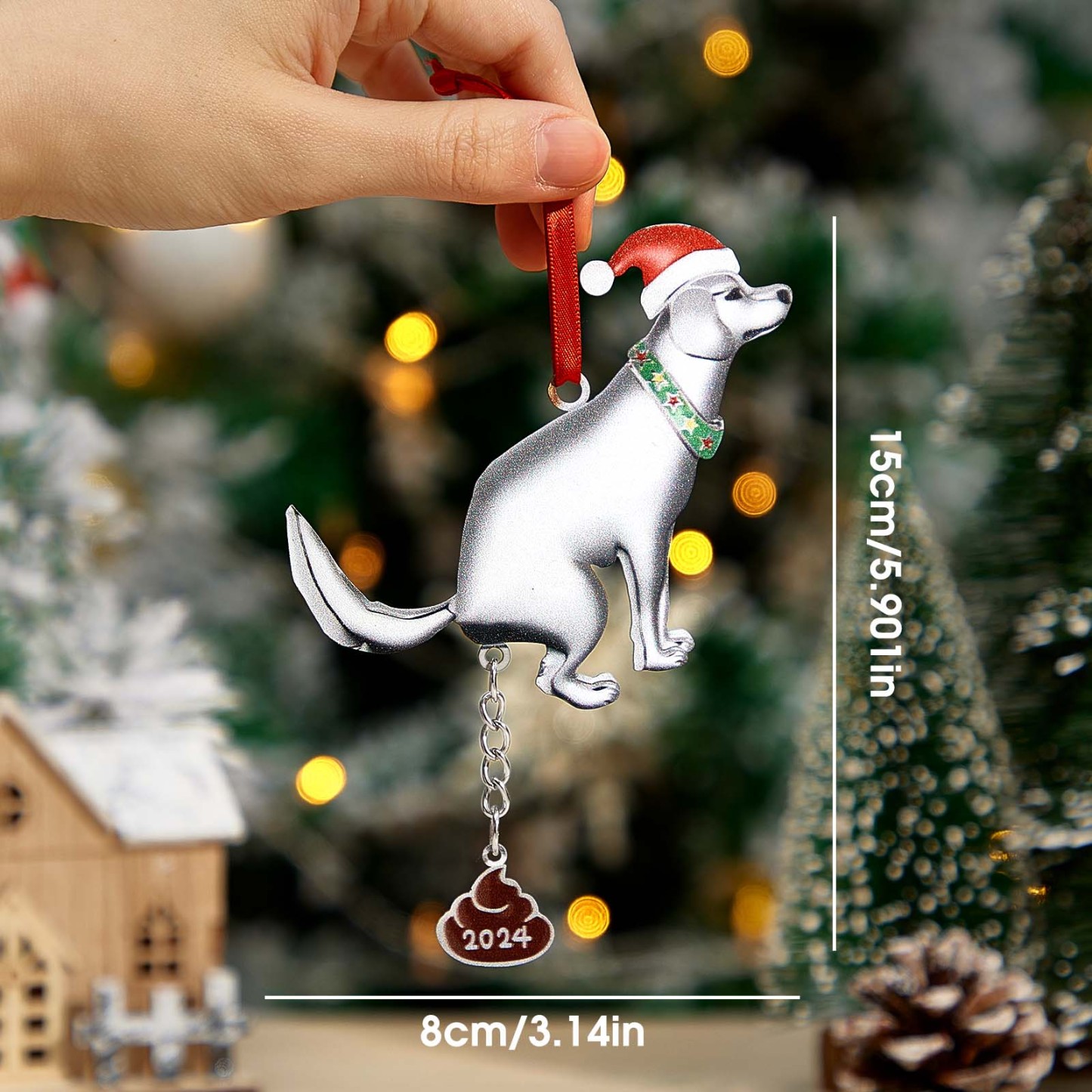 Personalized Funny Pooping Dog Ornament for Christmas Tree Decoration Gifts for Family Friends -