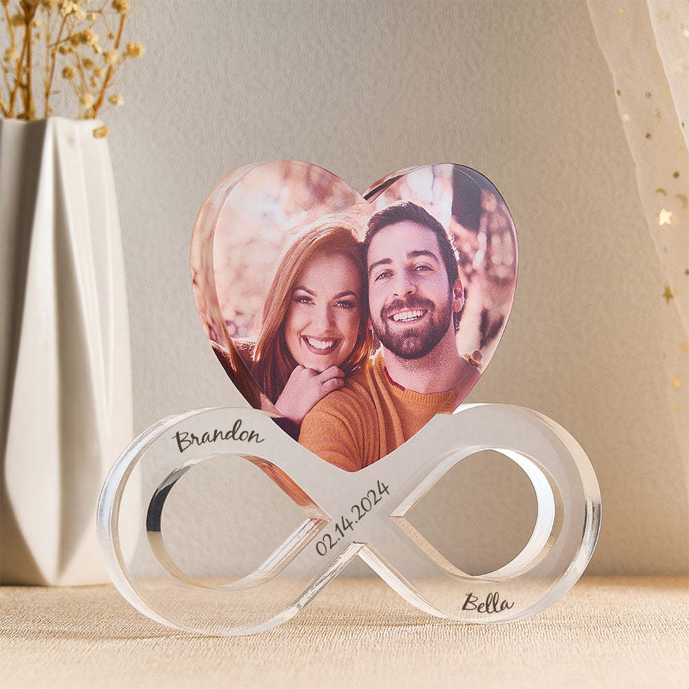 Custom Photo Infinity Heart Acrylic Decoration Personalized Photo Gift for Couple Anniversary Gift -