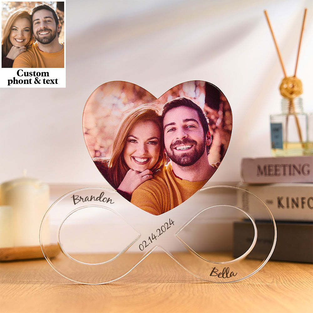 Custom Photo Infinity Heart Acrylic Decoration Personalized Photo Gift for Couple Anniversary Gift -