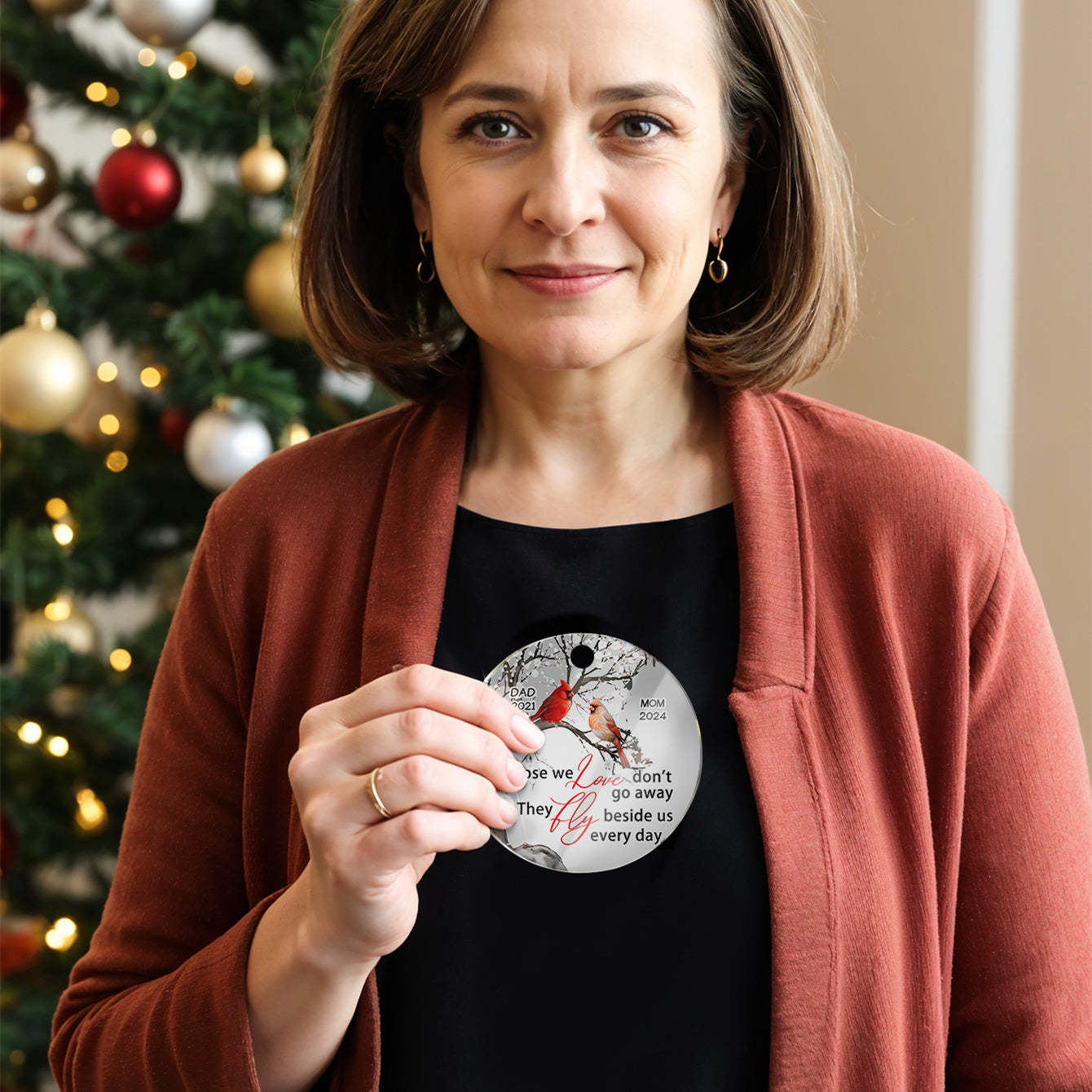 Personalized Memorial Ornament Cardinals Blossom Tree Christmas Ornament Gifts for Family - 