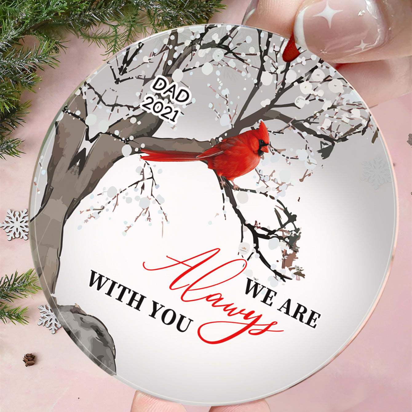 Personalized Memorial Ornament Cardinals Blossom Tree Christmas Ornament Gifts for Family - 