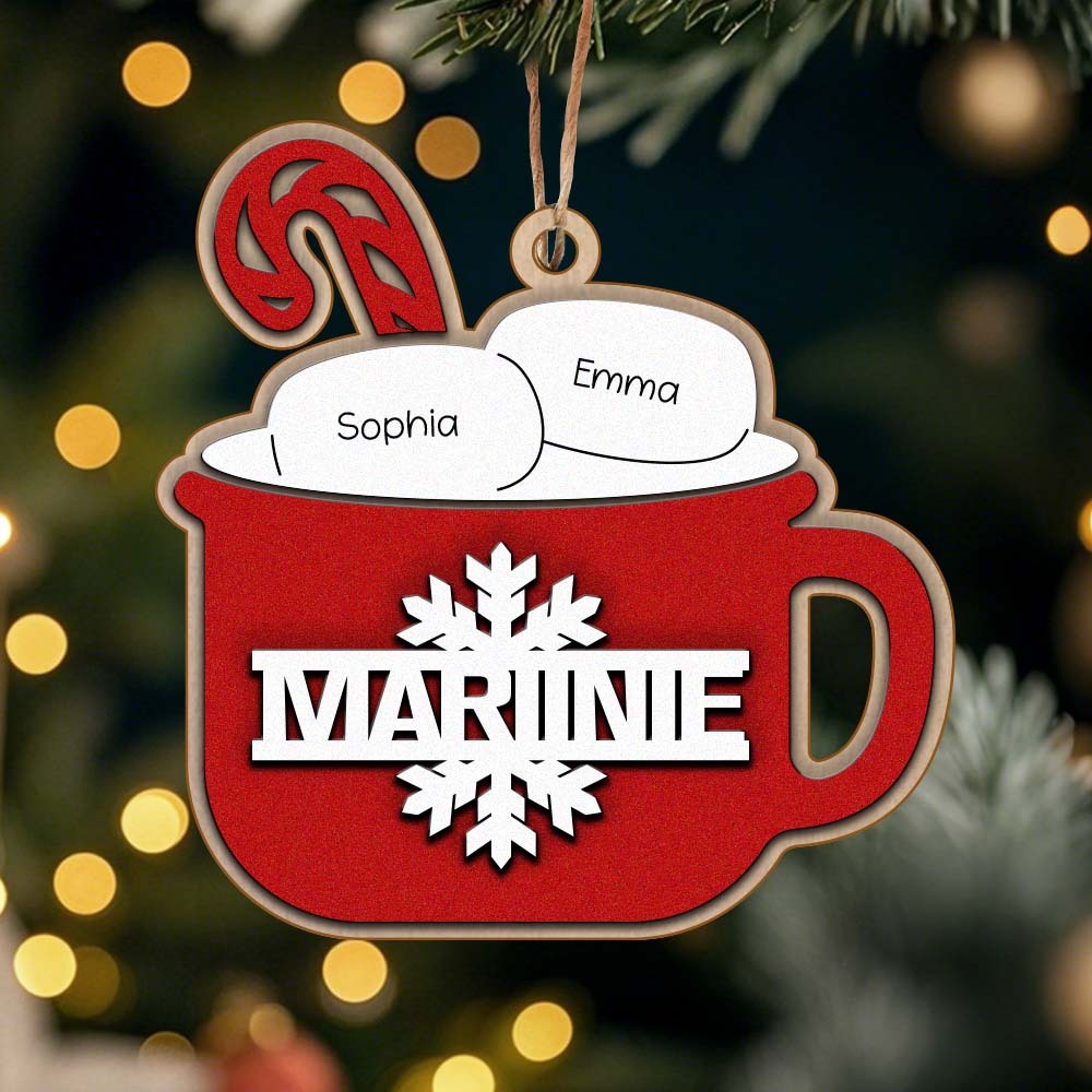 Personalized Family Hot Cocoa Ornament with Name Christmas Ornament for Family Gift -