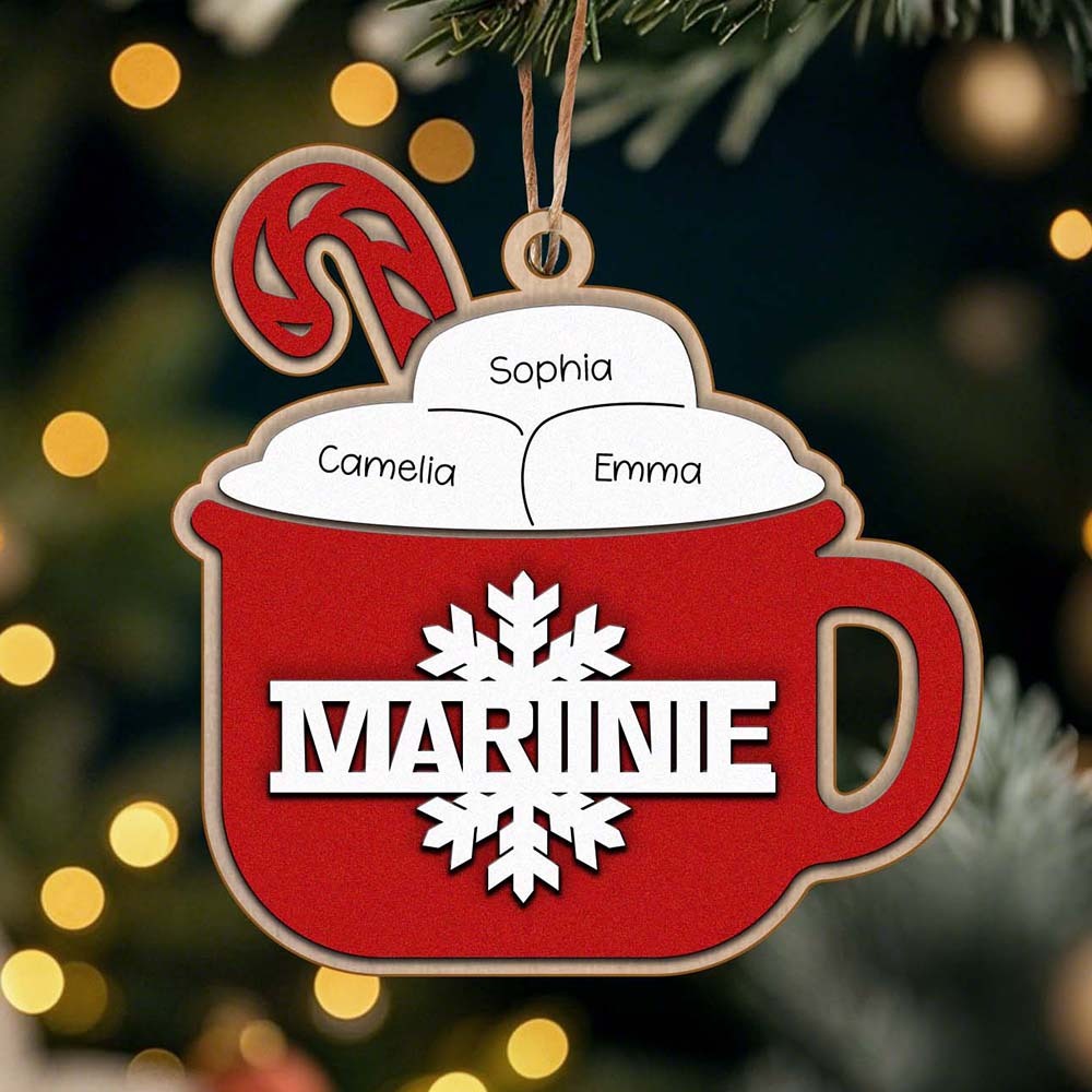 Personalized Family Hot Cocoa Ornament with Name Christmas Ornament for Family Gift -